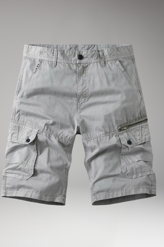 Men's Cargo Shorts with Zip Pocket and Flap Pockets - TrendAura