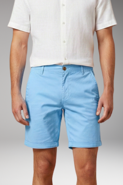 Men's Casual Shorts with Elastic Waistband and Button Fastening