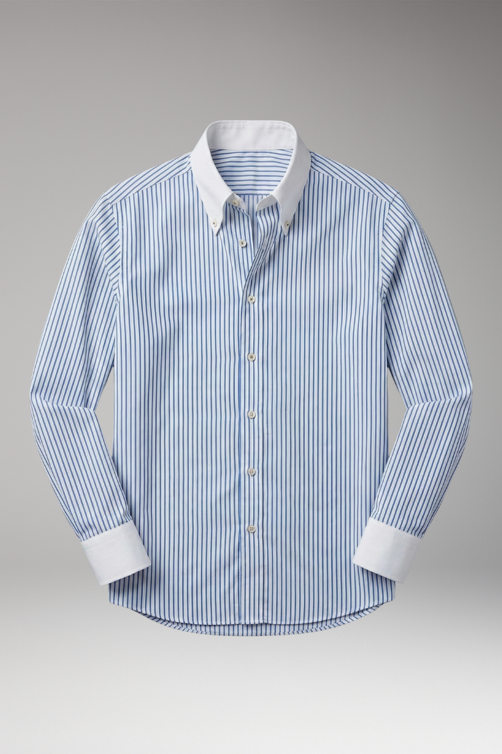 Men's Shirt with Button Placket and Striped Design - TrendAura