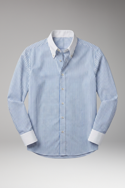 Men's Shirt with Button Placket and Striped Design - TrendAura
