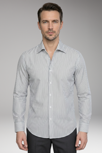 Men's Shirt with Button Placket and Striped Design