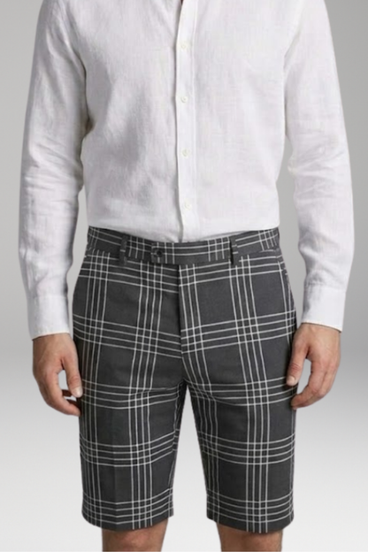 Men's Shorts with Checkered Pattern and Side Pockets