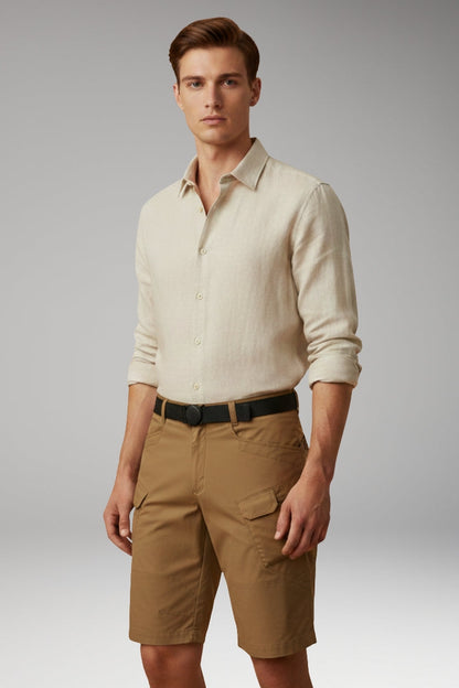 Men's Summer Shorts with Adjustable Waistband and Zippered Pockets