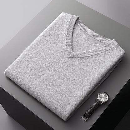Men's V Neck Wool Blend Sweater Slim Fit Knit for Layering and Cozy Everyday Wear