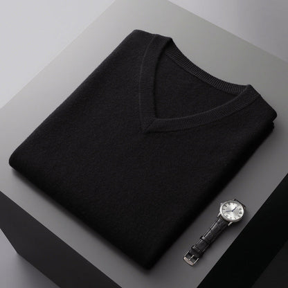 Men's V Neck Wool Blend Sweater Slim Fit Knit for Layering and Cozy Everyday Wear