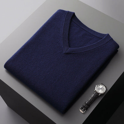 Men's V Neck Wool Blend Sweater Slim Fit Knit for Layering and Cozy Everyday Wear
