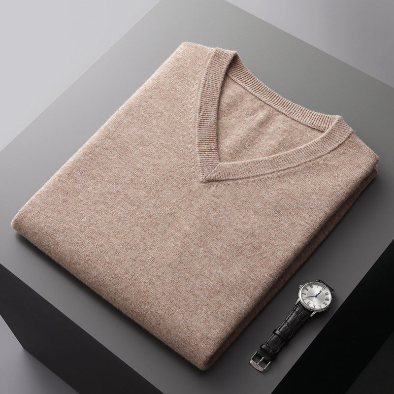 Men's V Neck Wool Blend Sweater Slim Fit Knit for Layering and Cozy Everyday Wear