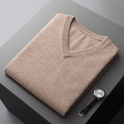 Men's V Neck Wool Blend Sweater Slim Fit Knit for Layering and Cozy Everyday Wear