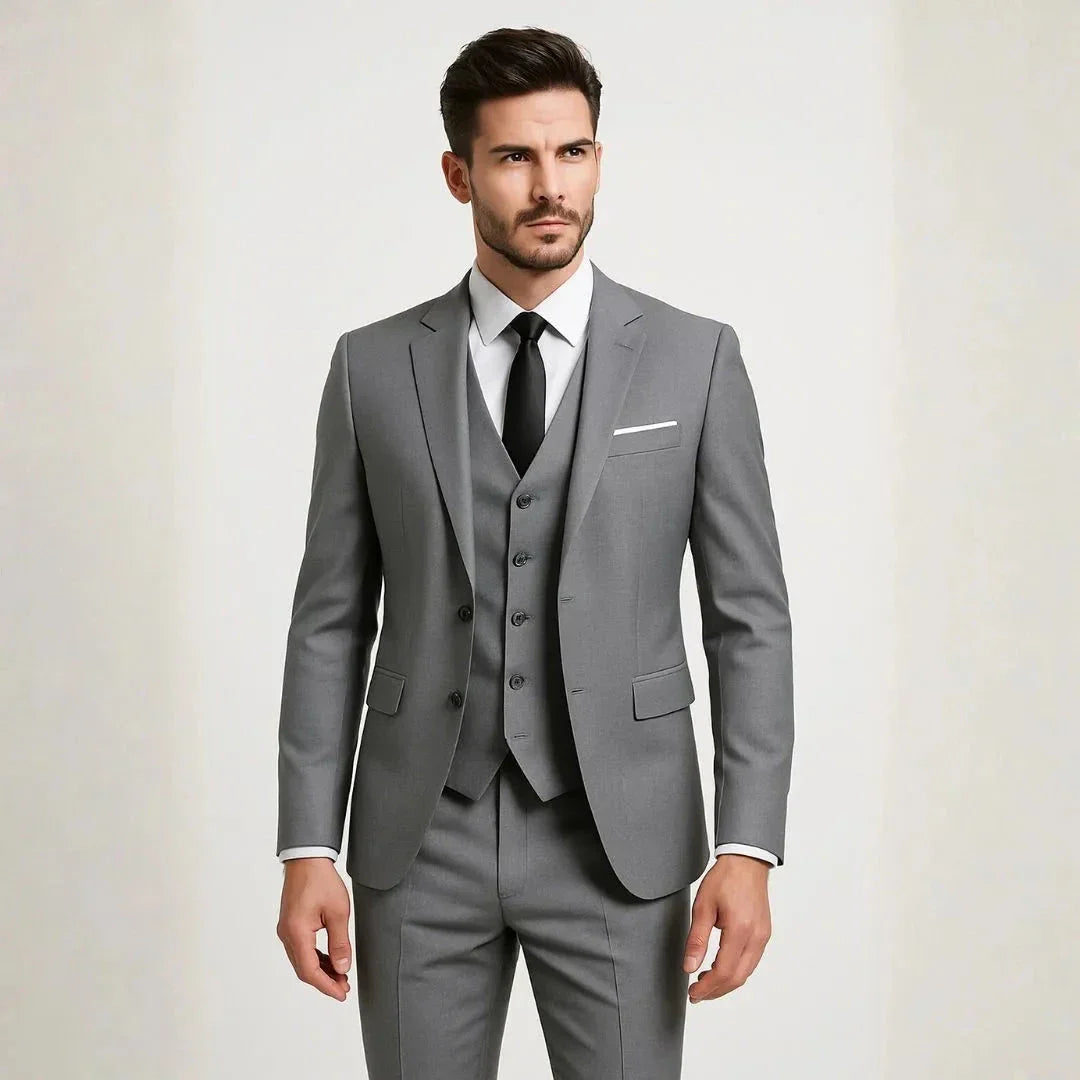 Waylynn Men's Navy 3 Piece Slim Fit Suit With Vest And Jacket Premium Tailored Formalwear
