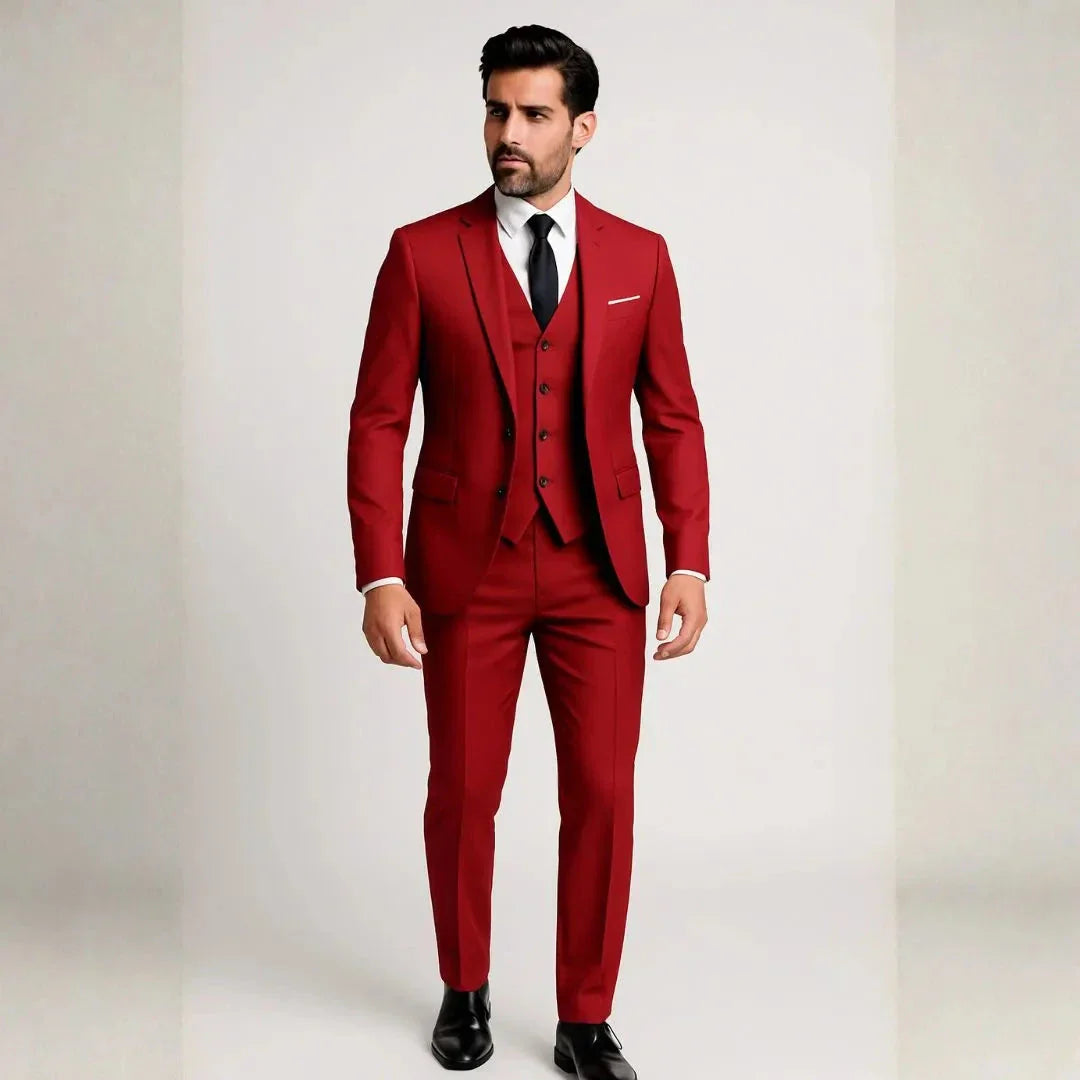 Waylynn Men's Navy 3 Piece Slim Fit Suit With Vest And Jacket Premium Tailored Formalwear