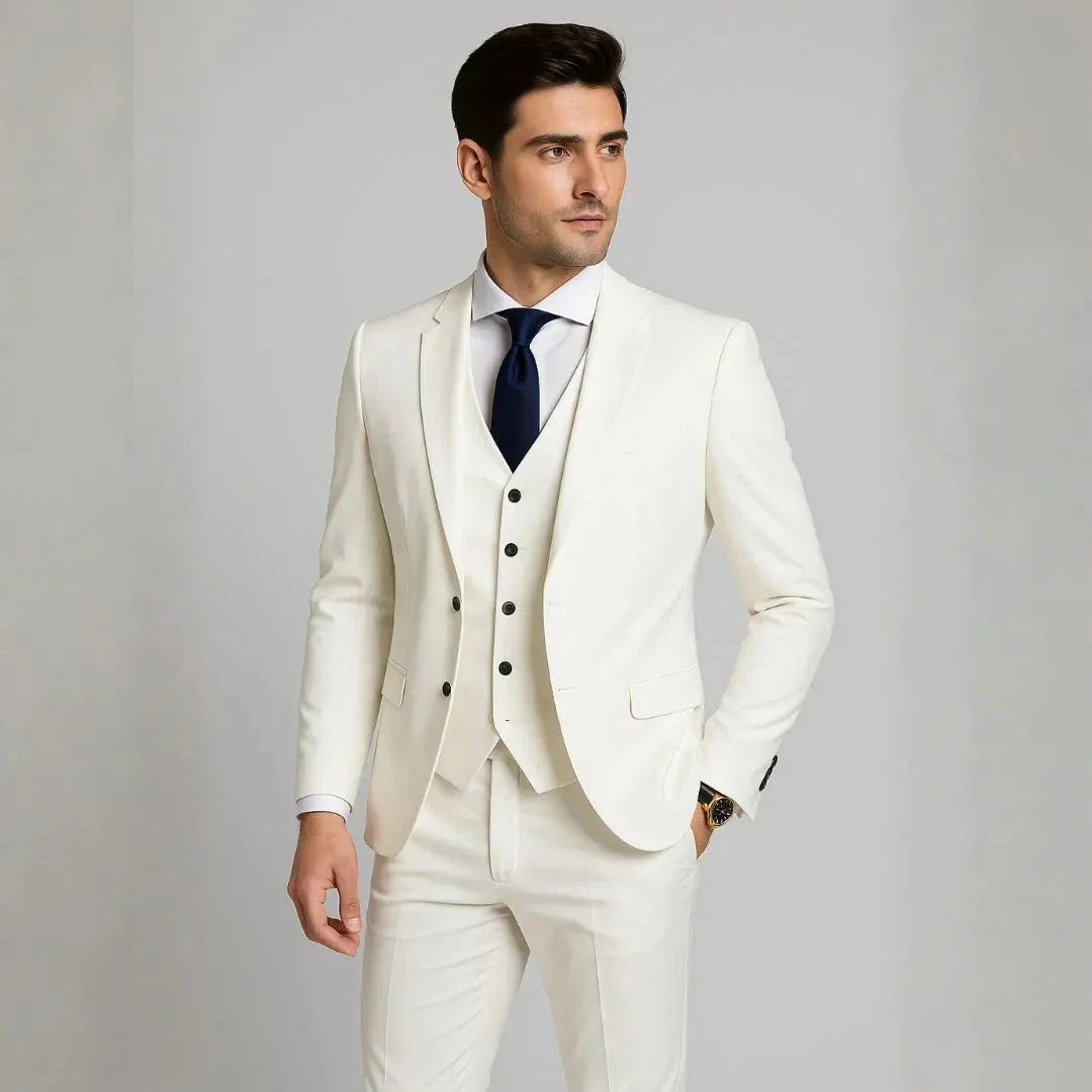 Waylynn Men's Navy 3 Piece Slim Fit Suit With Vest And Jacket Premium Tailored Formalwear