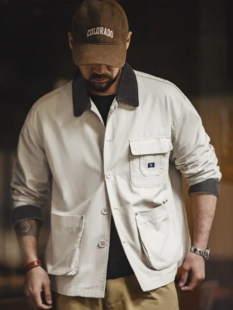 Mens Button Down Utility Coat Classic For Men Elevate Winter Style With Polished Front And Angled Pockets