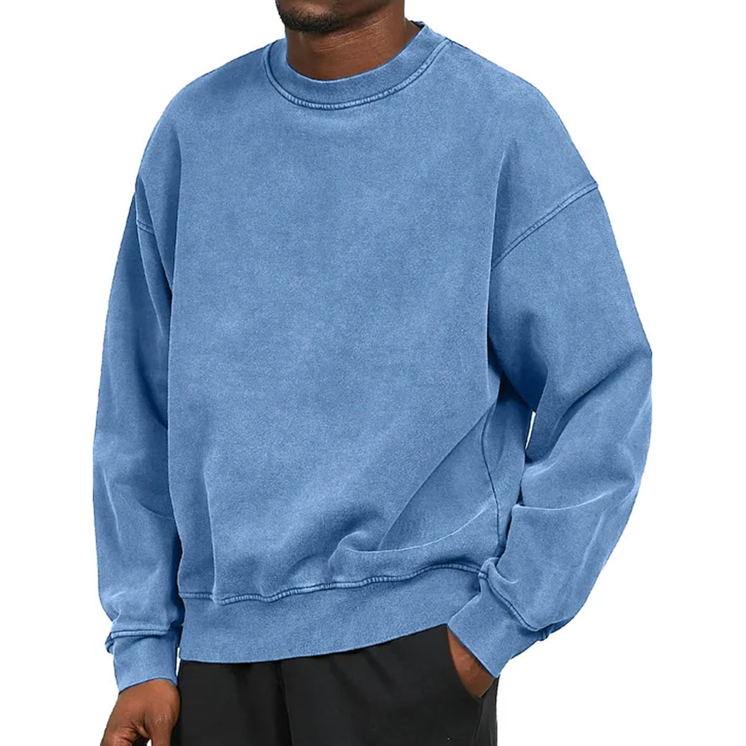 Nordisk Flair Mens Sweatshirt Relaxed Fit Cotton Blend Dropped Shoulder Ribbed Trim Casual