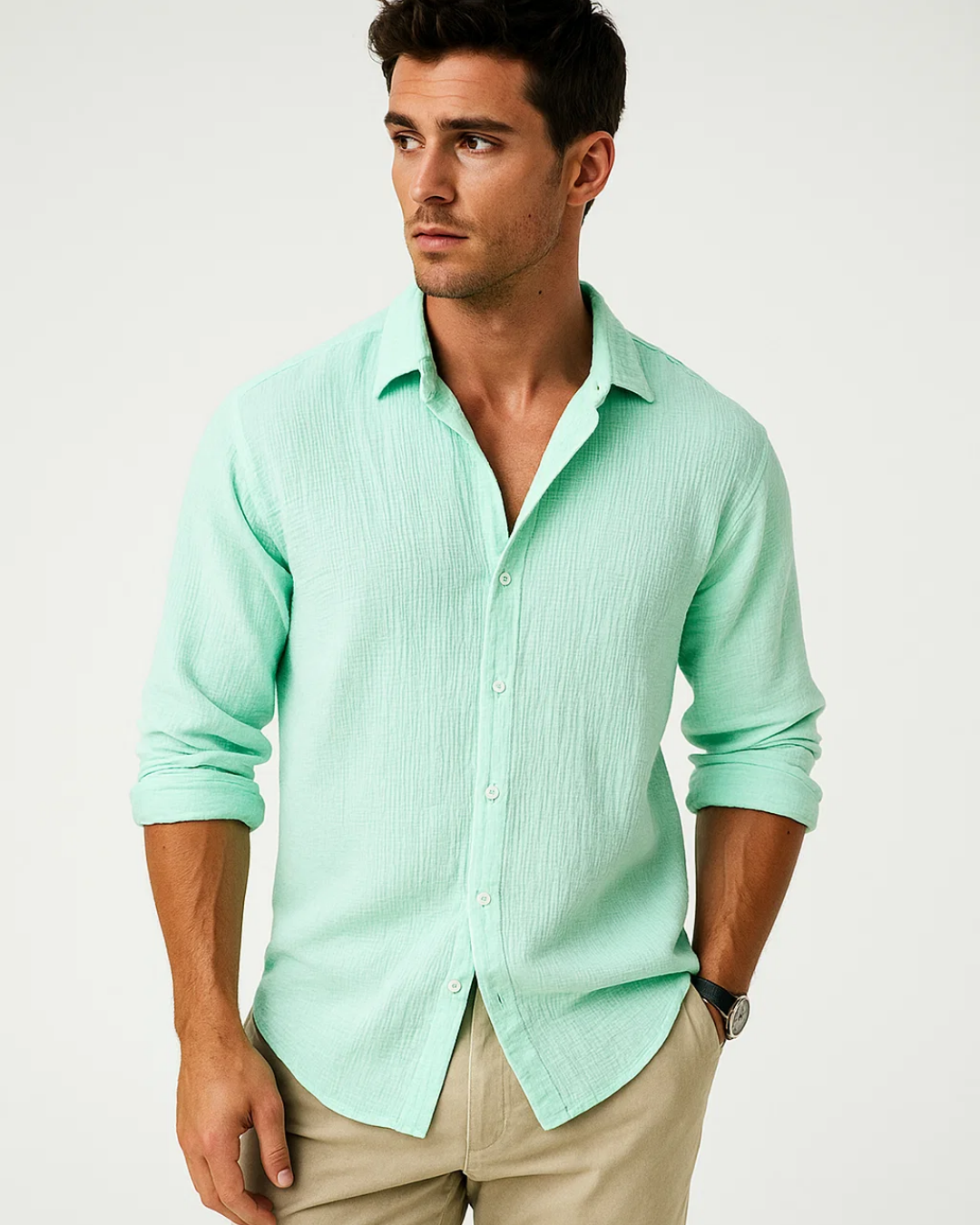 Men's Classic Button-Down Shirt With Smart Collar And Clean Cut For Effortless Office And Weekend Wear
