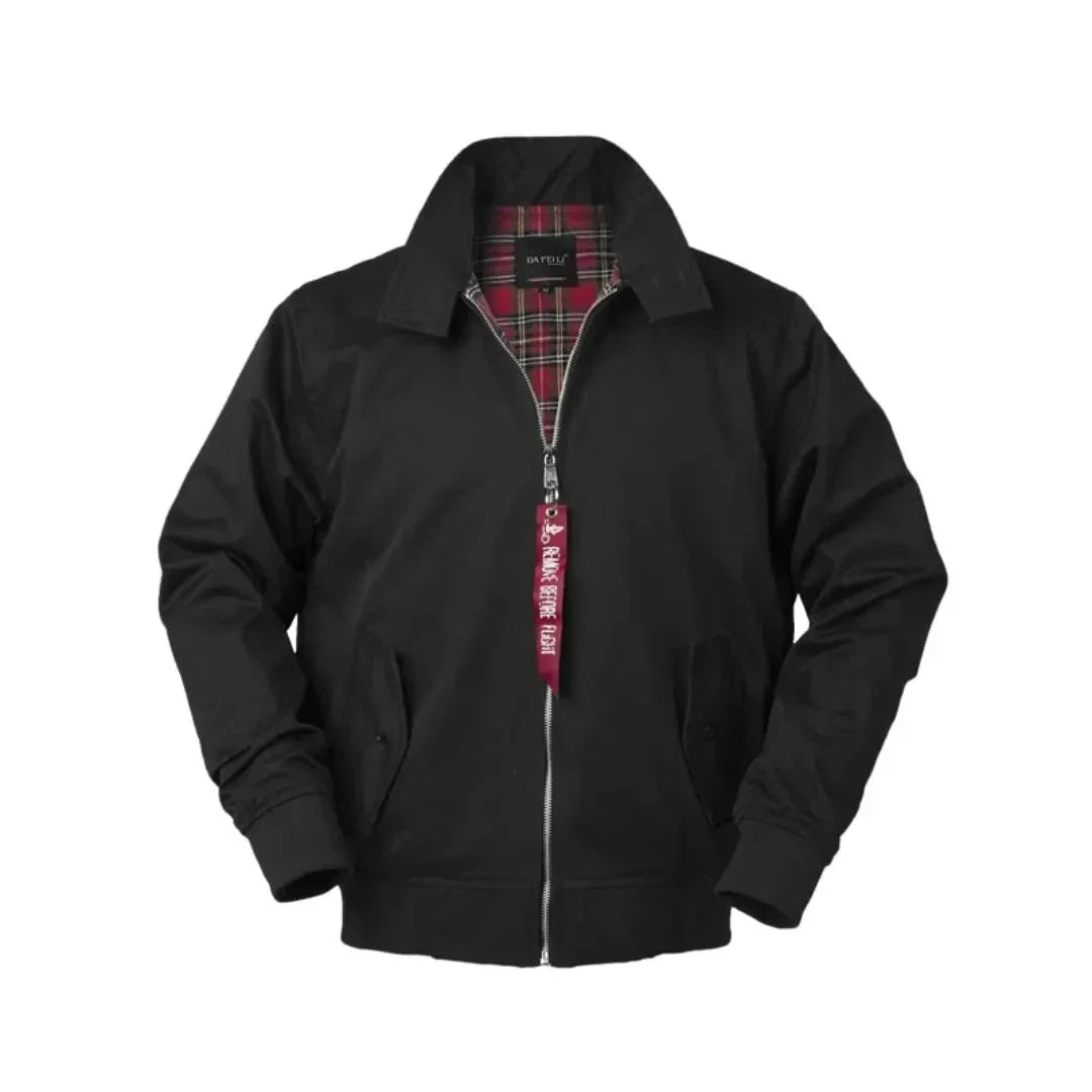 Waylynn Men’s Classic Harrington Jacket with Tartan Lining, Tailored Shoulders, Ribbed Cuffs