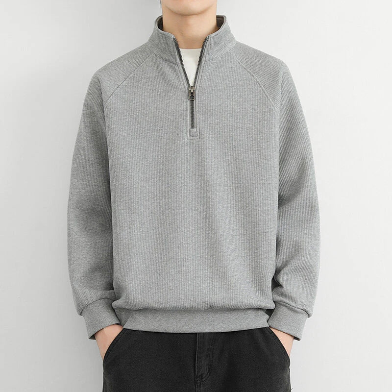 Jonathan Mens Winter Warm Casual Quarter Zip Ribbed Knit Sweater For Layering By TrendAura