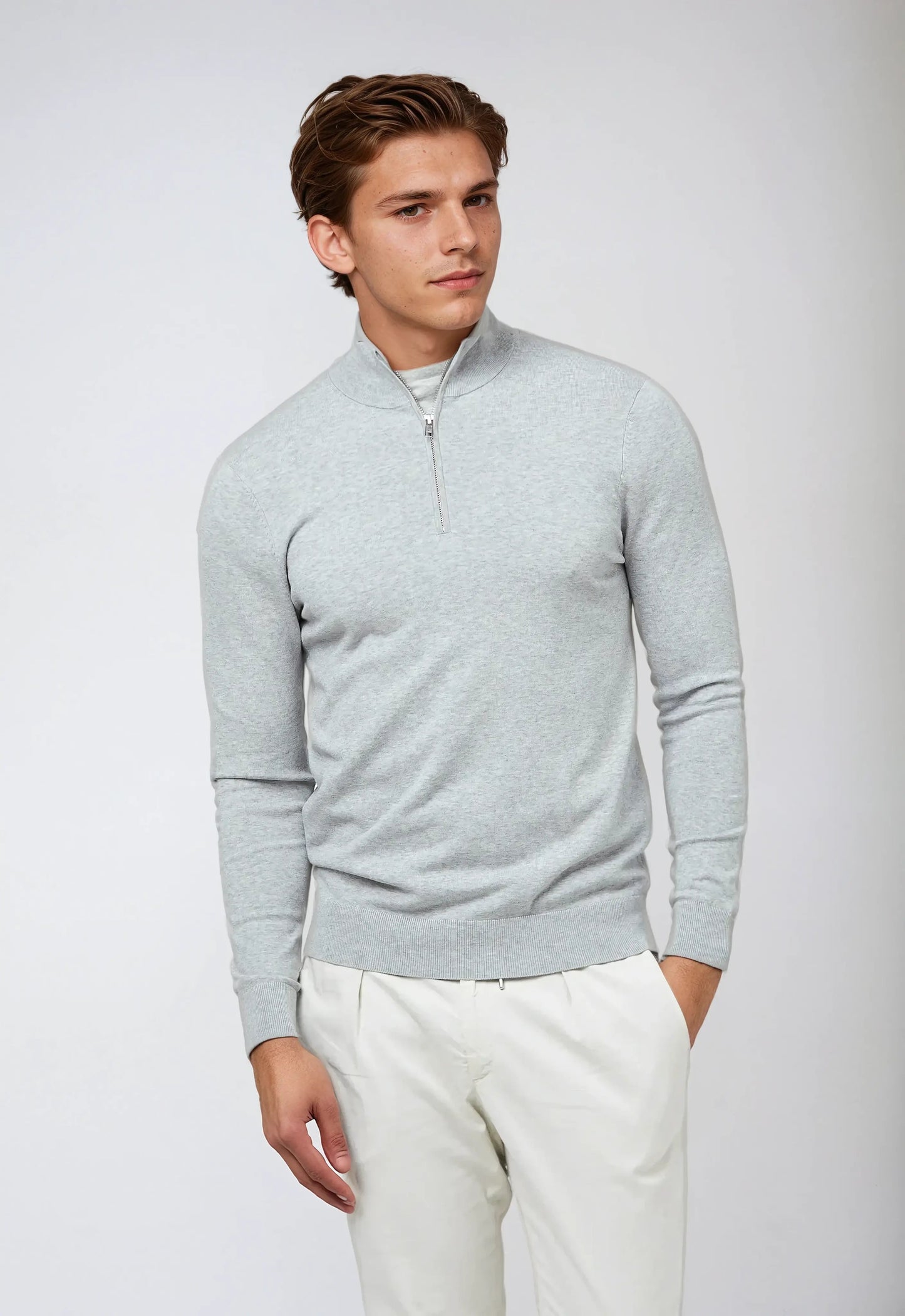 Gavin Men's Winter Classic Quarter Zip Knit Sweater By TrendAura Warm Sophisticated Layering Essential
