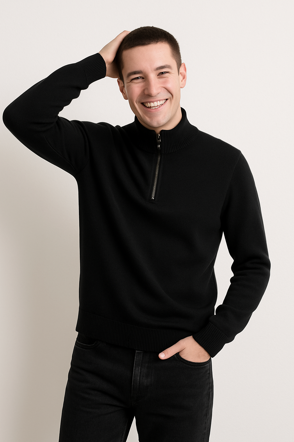 TrendAura Nordisk Flair Men's Wool Blend Half Zip Sweatshirt Regular Fit With Ribbed Hem Cuffs