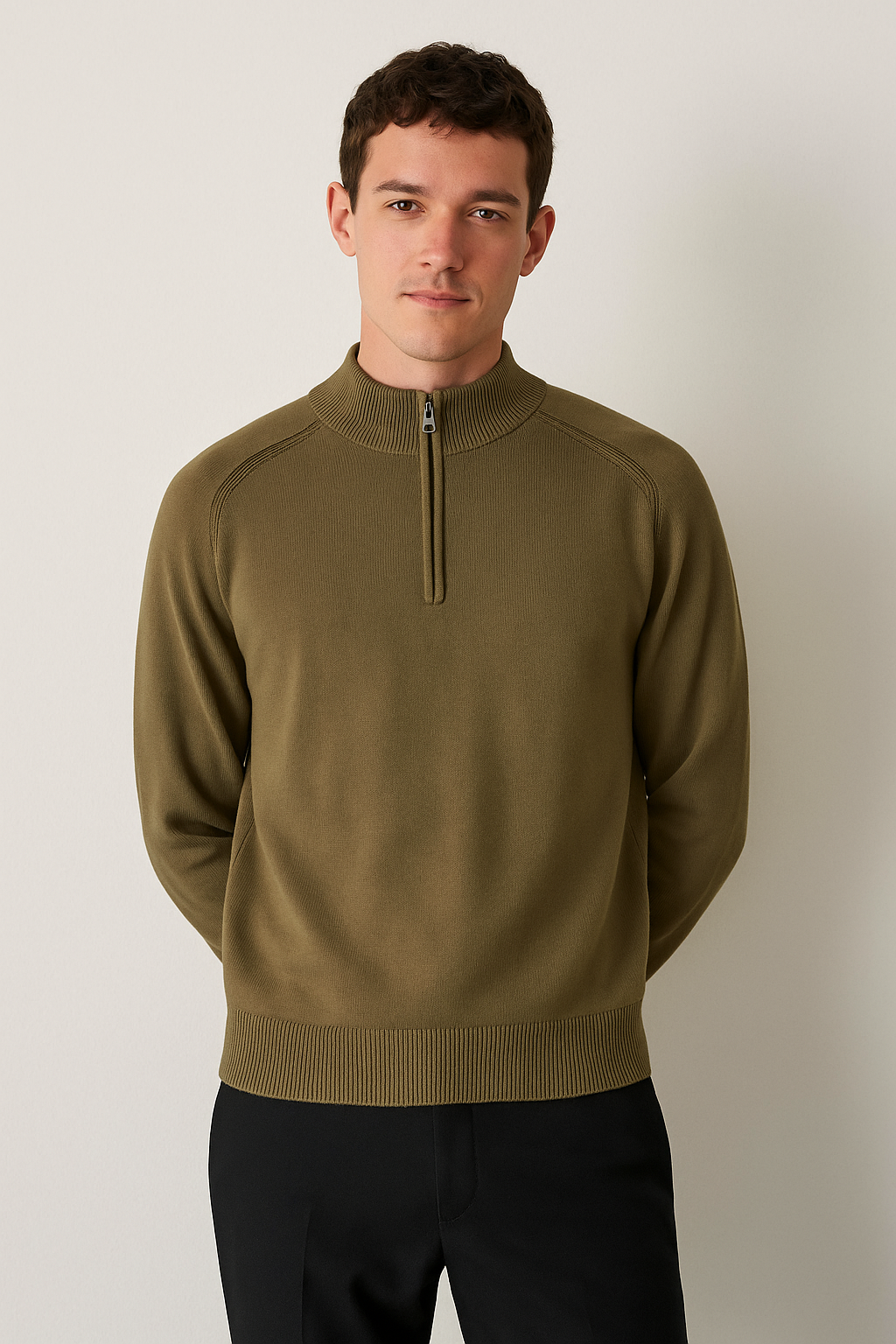 TrendAura Nordisk Flair Men's Wool Blend Half Zip Sweatshirt Regular Fit With Ribbed Hem Cuffs