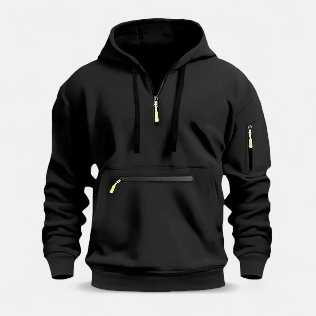 Men's Knit Zip Up Hoodie Sweater With Front Zipper Pocket for Casual to Polished Everyday Wear