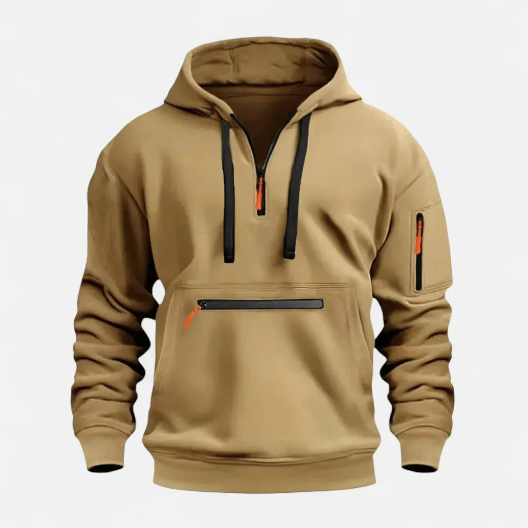 Men's Knit Zip Up Hoodie Sweater With Front Zipper Pocket for Casual to Polished Everyday Wear