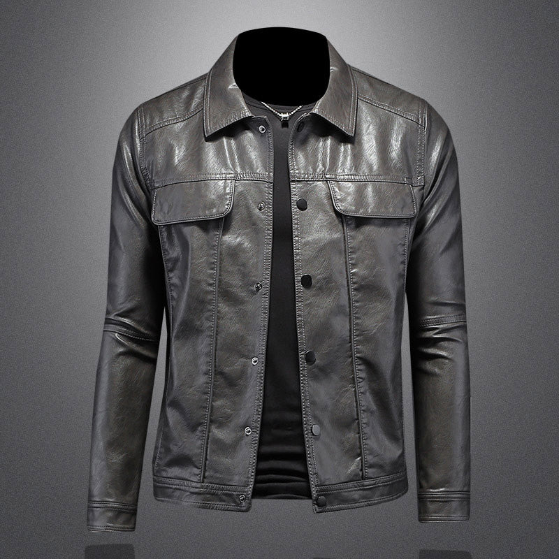 Joseph Mens Brown Leather Button Up Casual Jacket With Modern Twist For Smart Casual Wear