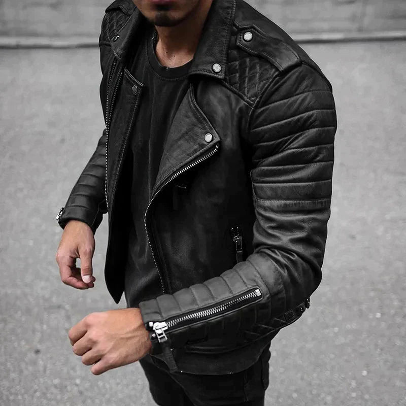 TrendAura Mens Trendy Zip Up Moto Jacket Brown Leather Inspired Biker Style With Structured Fit
