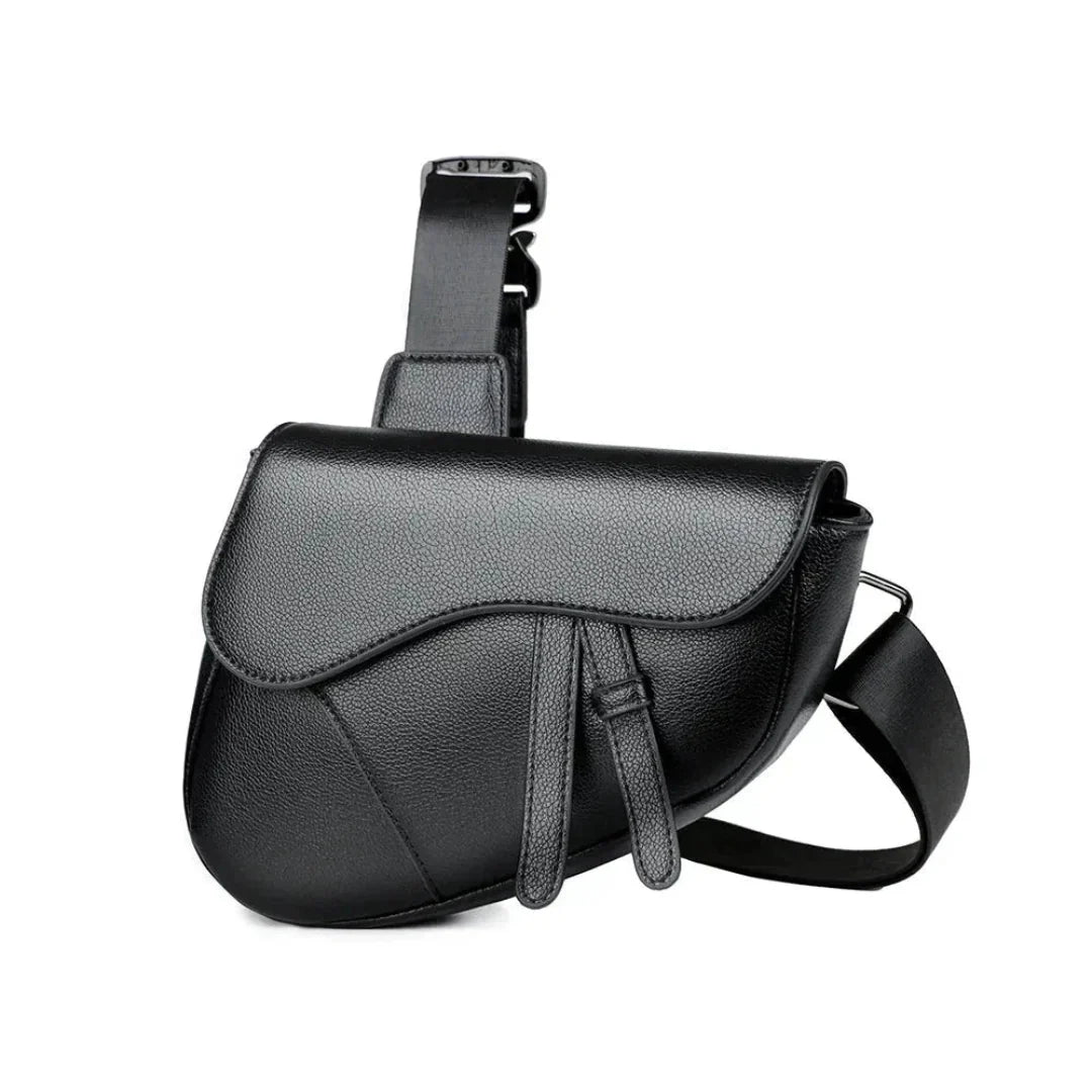 Men's Leather Saddle Crossbody Bag Eco Leather With Adjustable Strap Sleek Compact Design For Everyday Essentials