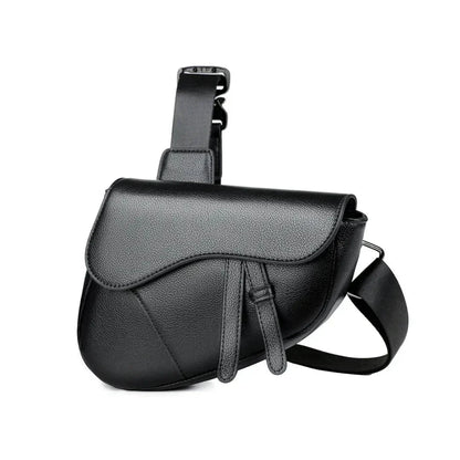 Men's Leather Saddle Crossbody Bag Eco Leather With Adjustable Strap Sleek Compact Design For Everyday Essentials