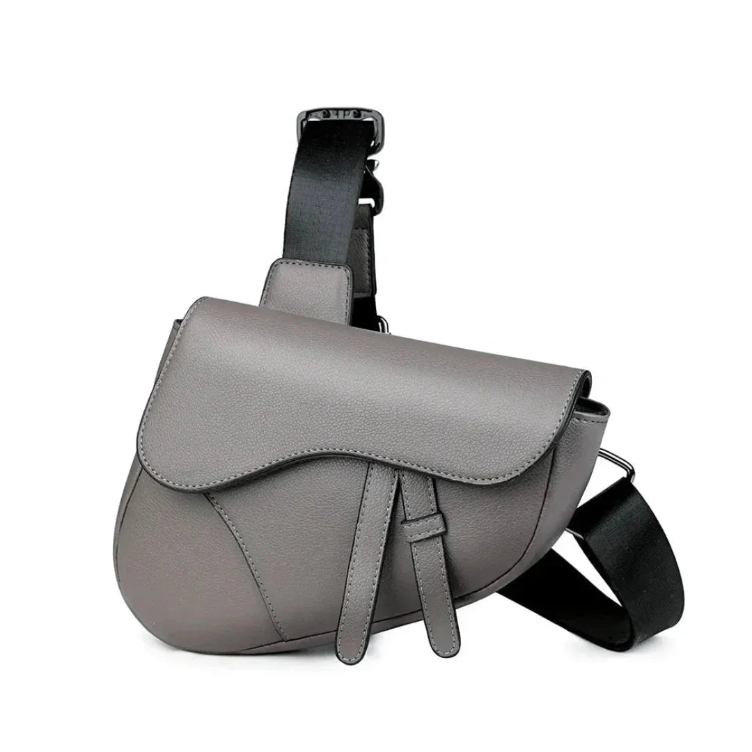 Men's Leather Saddle Crossbody Bag Eco Leather With Adjustable Strap Sleek Compact Design For Everyday Essentials