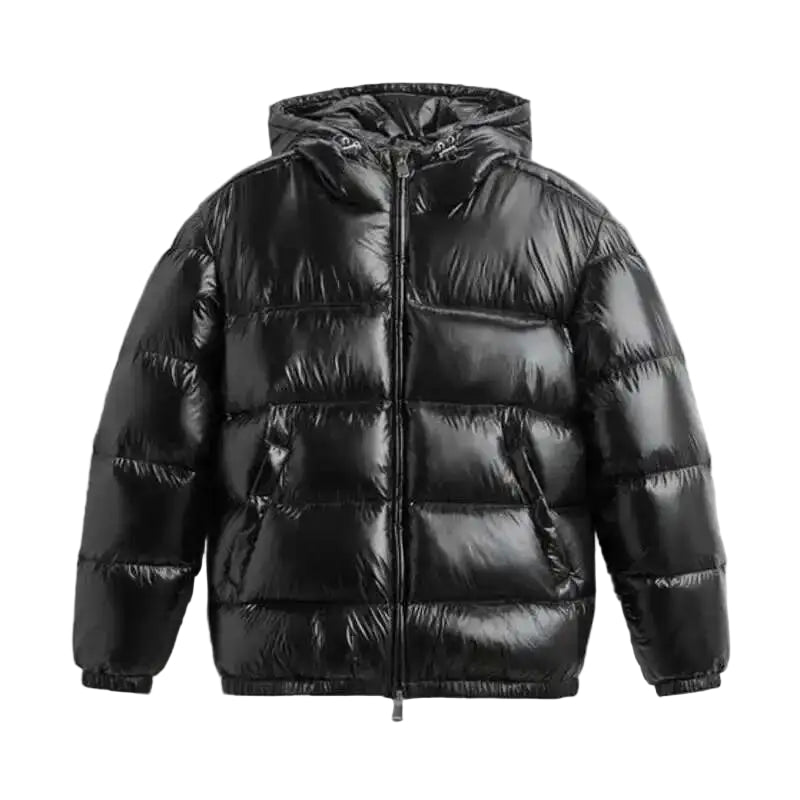 Hooded down jacket - Quilted winter jacket with zipper for men