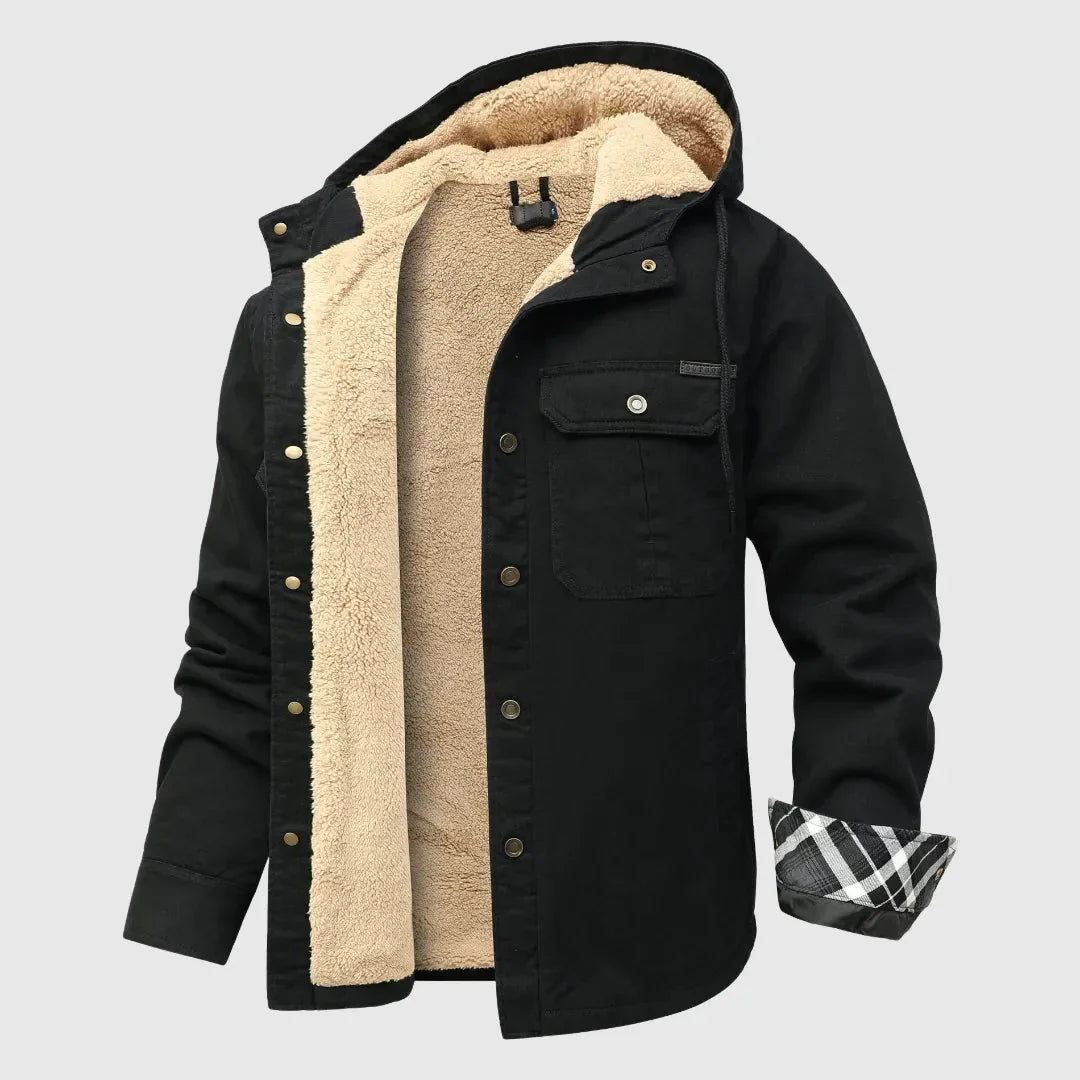 Waylynn Mens Sherpa Fleece Jacket With Rugged Outer Shell Plush Interior Dual Chest Pockets For Everyday Wear