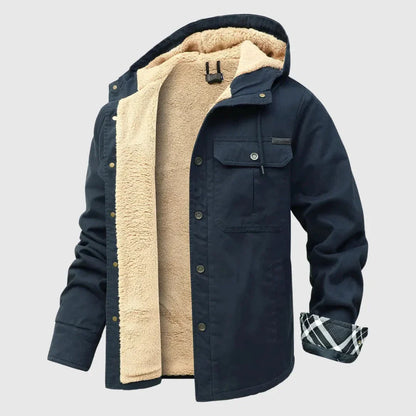 Waylynn Mens Sherpa Fleece Jacket With Rugged Outer Shell Plush Interior Dual Chest Pockets For Everyday Wear