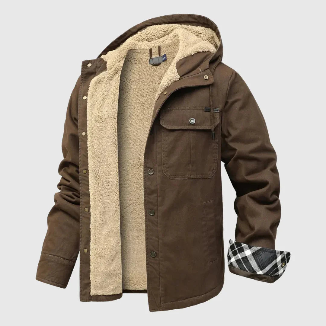 Waylynn Mens Sherpa Fleece Jacket With Rugged Outer Shell Plush Interior Dual Chest Pockets For Everyday Wear