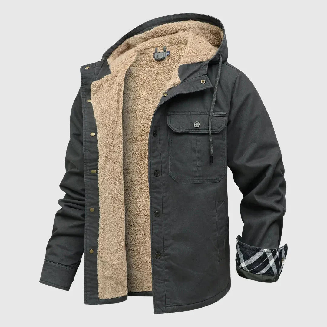Waylynn Mens Sherpa Fleece Jacket With Rugged Outer Shell Plush Interior Dual Chest Pockets For Everyday Wear