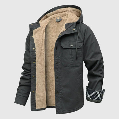 Waylynn Mens Sherpa Fleece Jacket With Rugged Outer Shell Plush Interior Dual Chest Pockets For Everyday Wear
