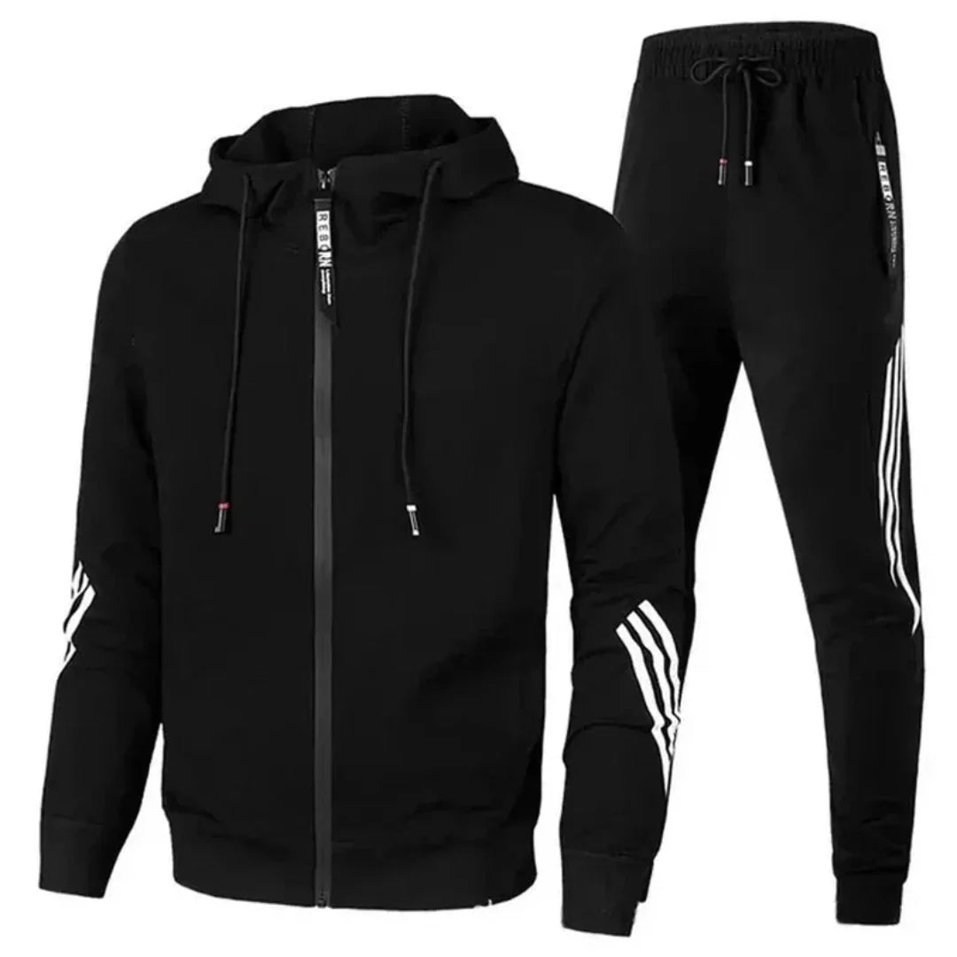 Men's Two-Piece Tracksuit Set with Zip-Up Jacket and Relaxed Fit Joggers Premium Fabric