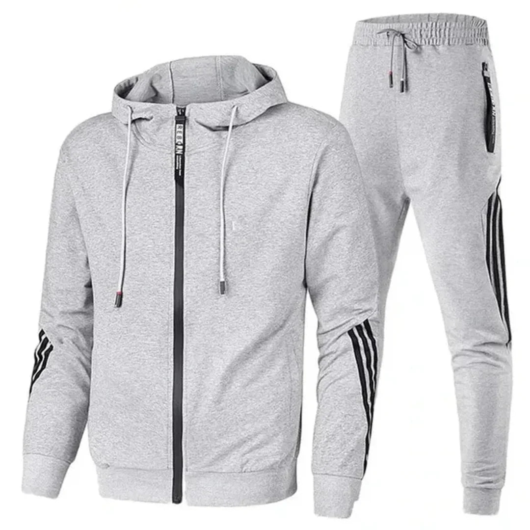 Men's Two-Piece Tracksuit Set with Zip-Up Jacket and Relaxed Fit Joggers Premium Fabric
