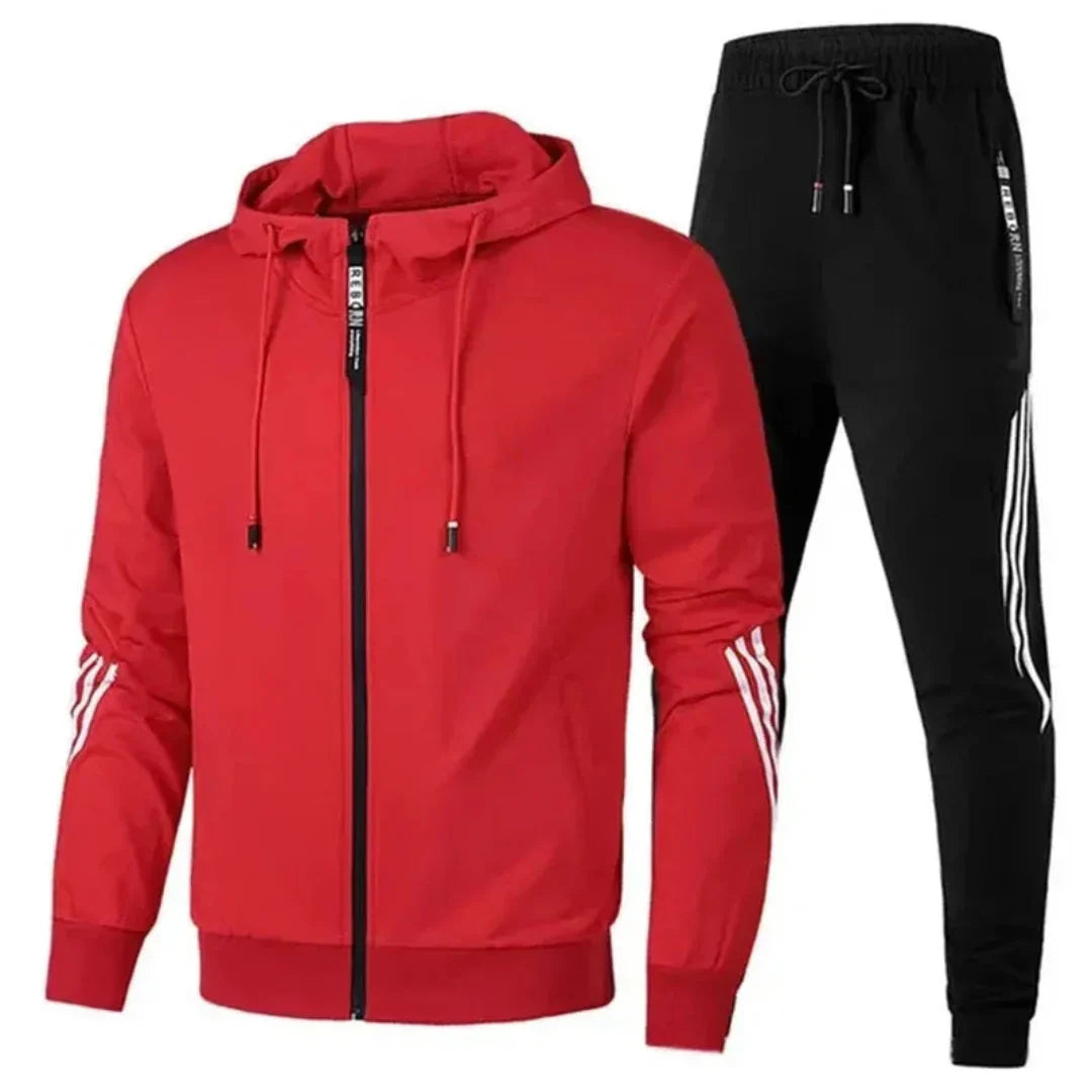 Men's Two-Piece Tracksuit Set with Zip-Up Jacket and Relaxed Fit Joggers Premium Fabric