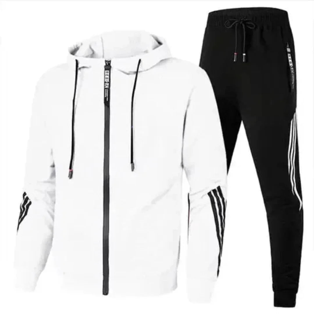 Men's Two-Piece Tracksuit Set with Zip-Up Jacket and Relaxed Fit Joggers Premium Fabric
