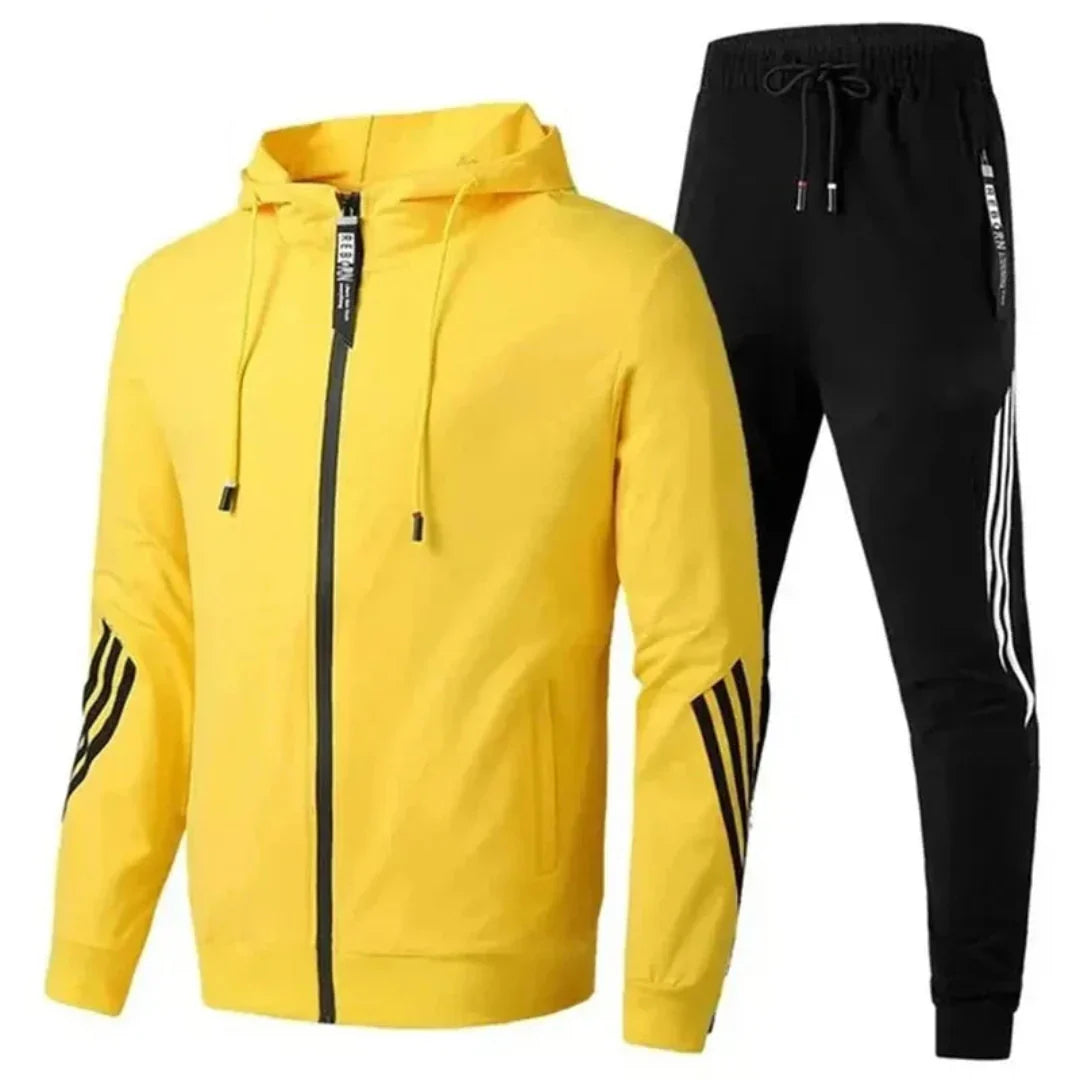 Men's Two-Piece Tracksuit Set with Zip-Up Jacket and Relaxed Fit Joggers Premium Fabric