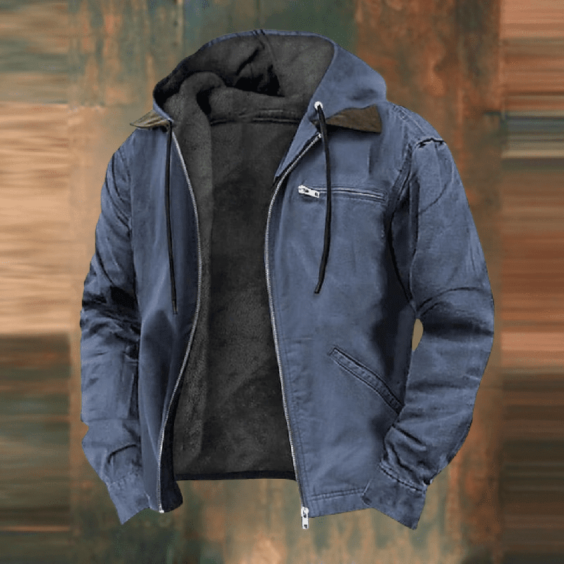 Nathan Mens Casual Zip Up Hooded Jacket With Cozy Fleece Lining And Modern Fit By TrendAura