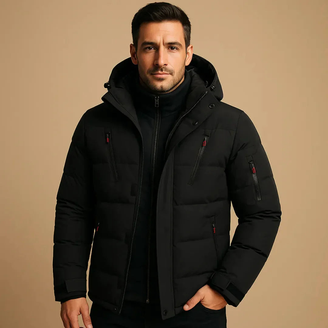 Waylynn Mens Waterproof Winter Jacket Hooded Puffer Coat With Insulated Lining And Secure Pockets