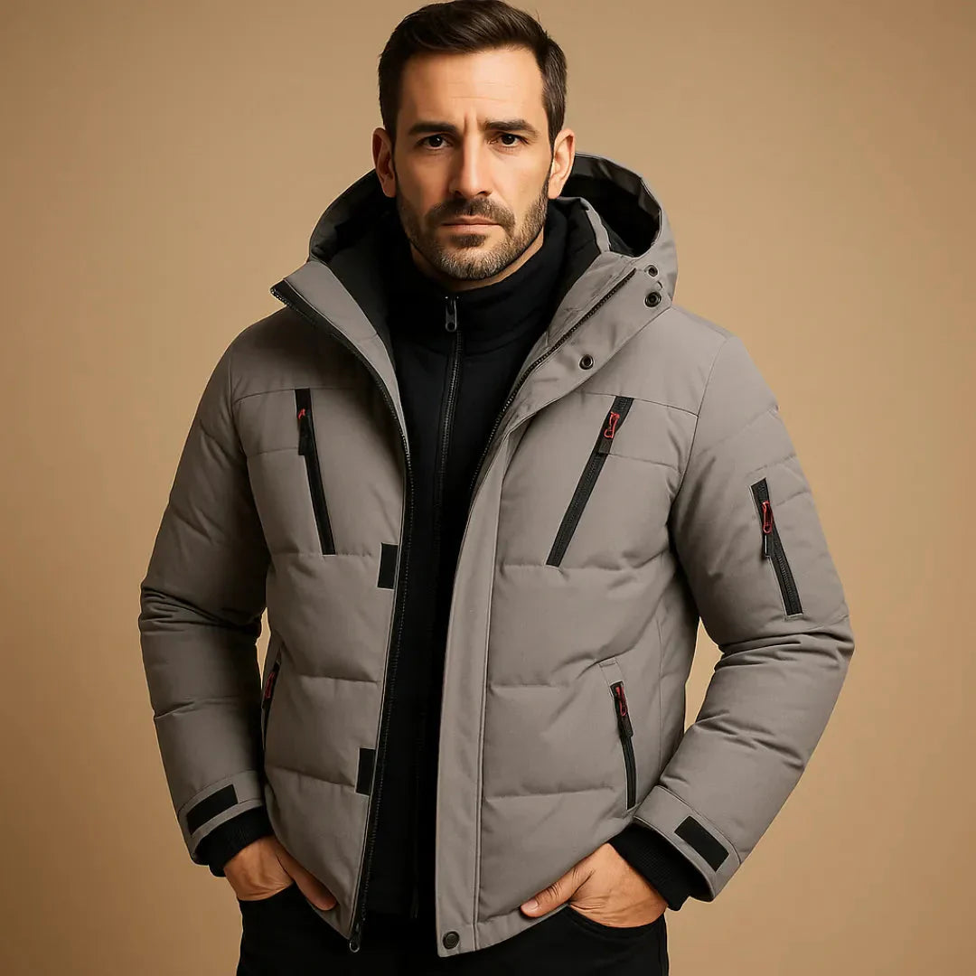 Waylynn Mens Waterproof Winter Jacket Hooded Puffer Coat With Insulated Lining And Secure Pockets