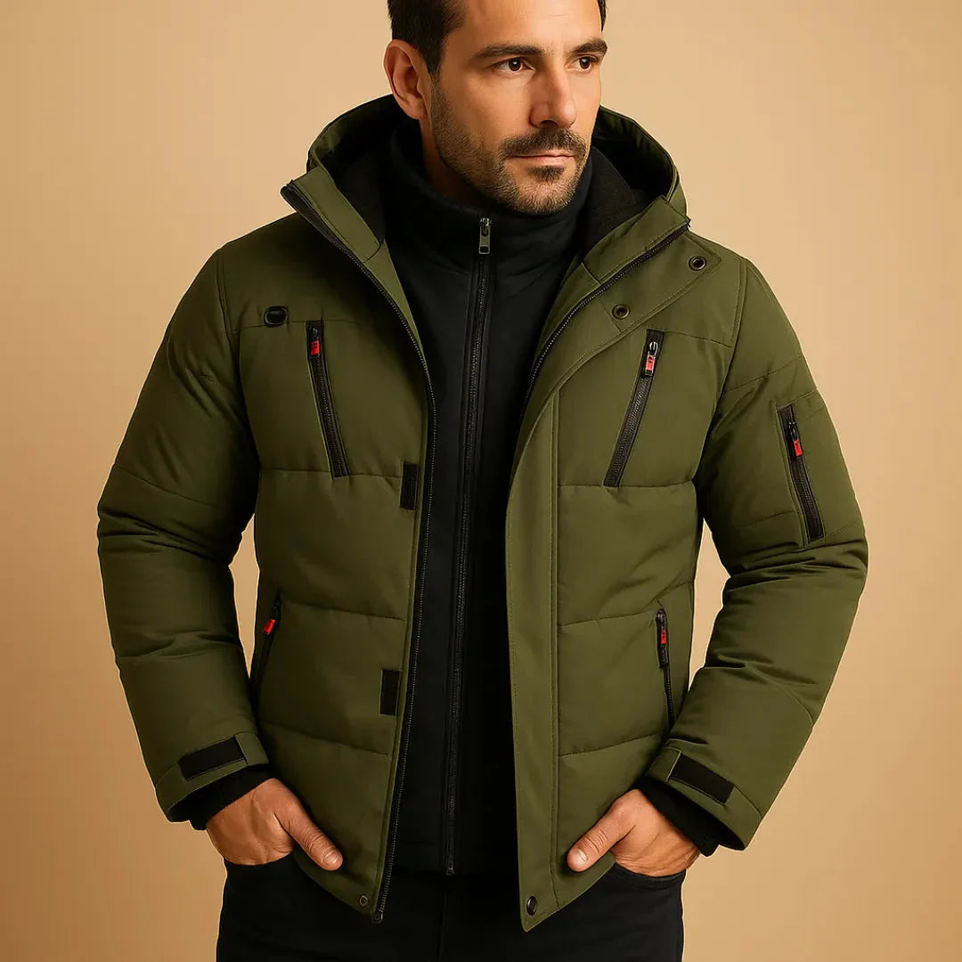 Waylynn Mens Waterproof Winter Jacket Hooded Puffer Coat With Insulated Lining And Secure Pockets