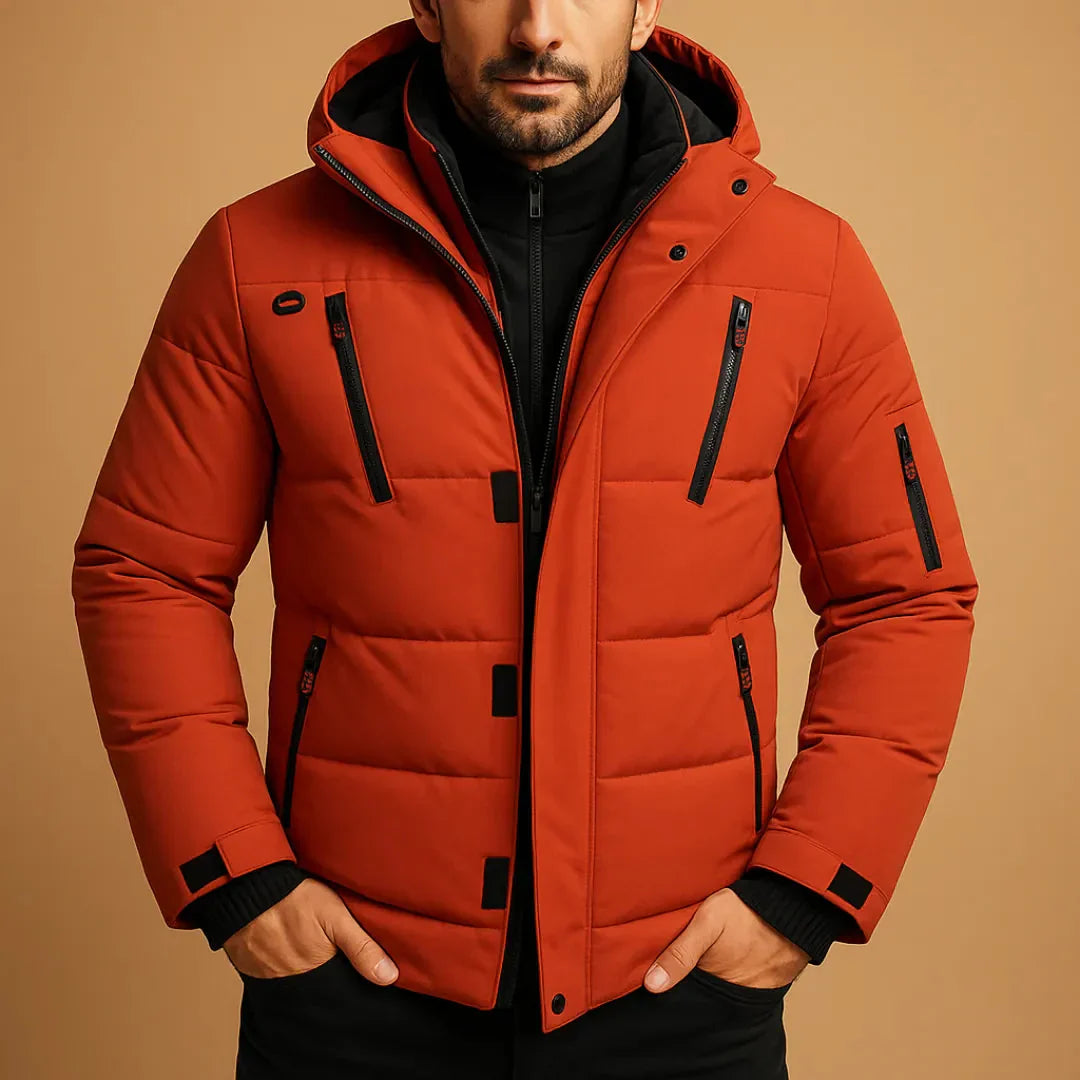 Waylynn Mens Waterproof Winter Jacket Hooded Puffer Coat With Insulated Lining And Secure Pockets