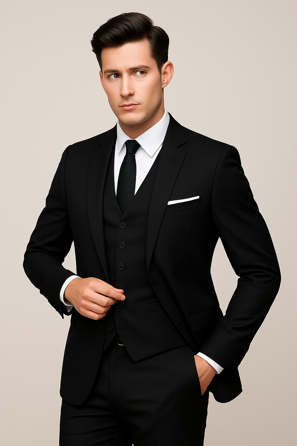 Mens Slim Fit 3 Piece Suit Single Breasted Premium Formal