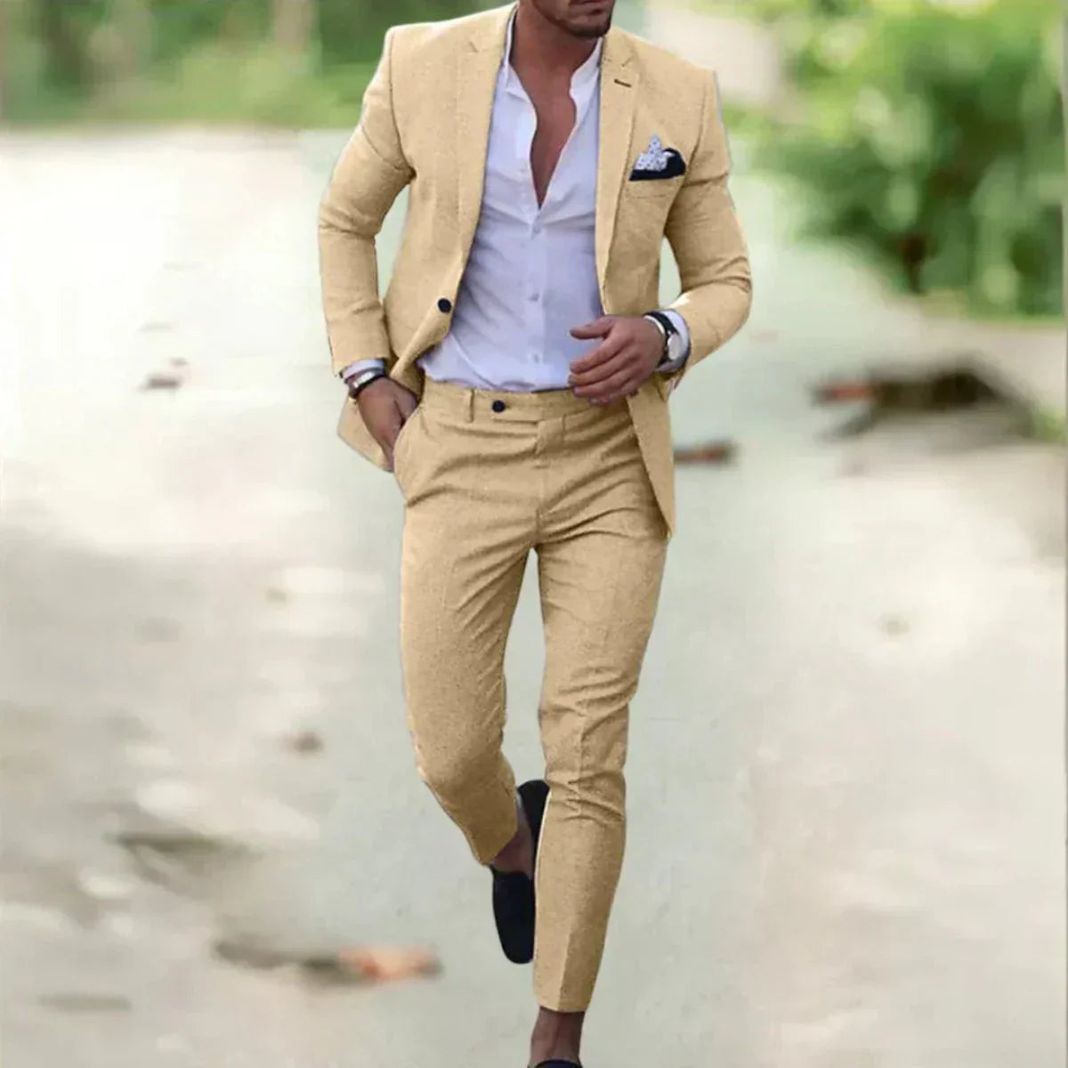 Jack Navy Men's Slim Fit Formal Suit Set By TrendAura Modern Business Attire For Meetings And Events