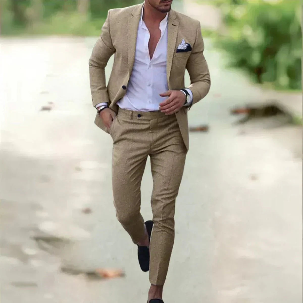 Jack Navy Men's Slim Fit Formal Suit Set By TrendAura Modern Business Attire For Meetings And Events
