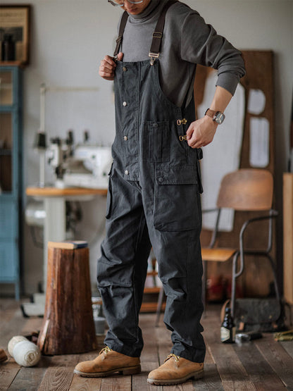 Canvas overalls for men Flap pockets Buttoned front Workwear
